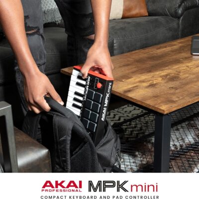 Akai Professional MPK Mini MK3 25 Key USB MIDI Keyboard Controller With 8 Backlit Drum Pads, 8 Knobs, Music Production Software and Native Instruments Sound Package (NKS Integration)