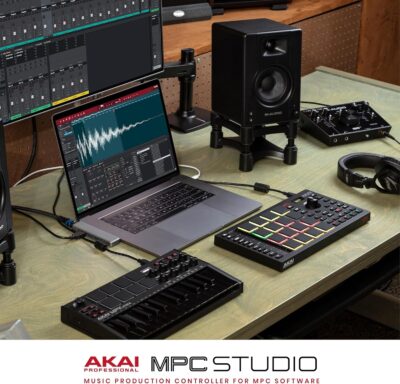 Akai Professional MPC Studio MIDI Controller Beat Maker with 16 Velocity Sensitive RGB Pads, MPC Software, Assignable Touch Strip and LCD Display