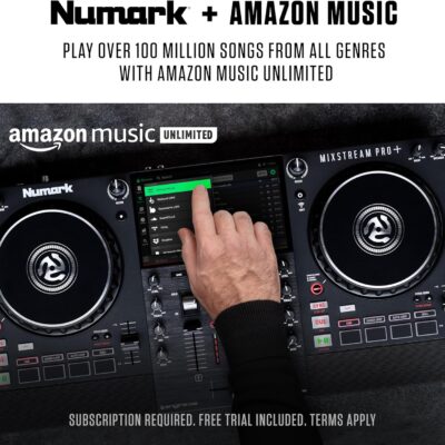 Numark Mixstream Pro+ DJ Controller with Stem Separation, 2 Decks, Wi-Fi Streaming, Mixer, 7 Touchscreen, Speakers, works with Serato and Virtual DJ