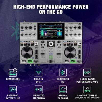 91KtgVZwzwL. AC SL1500 Denon DJ PRIME GO+ Portable DJ Controller and Mixer with Stem Separation, 2 Decks, Wi-Fi Streaming, Bluetooth, Lights Control, 7 Screen and Battery