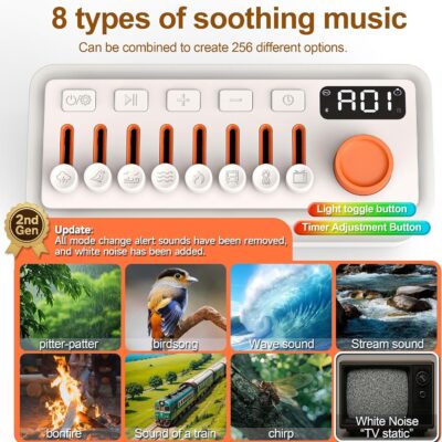 91OIddXYjHL. AC SL1500 3-in-1 Sleep Sound Machine with 8 Mixable Nature Sounds, Portable Bluetooth Speaker & 12-Color Night Light, White Noise, Sleep Timer & Breathing Exercises for Babies, Kids, and Adults