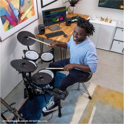 91W 2pj2d2L. AC SL1500 Roland TD-07KV Electronic V-Drums Kit – Legendary Dual-Ply All Mesh Head kit with superior expression and playability – Bluetooth Audio & MIDI – USB for recording audio and MIDI data – 40 FREE Melodic