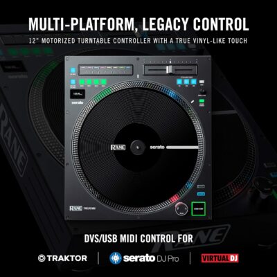 Twelve MKII | 12-Inch Motorized Vinyl & Numark Scratch | Two-Channel DJ Scratch Mixer for Serato DJ Pro (Included)
