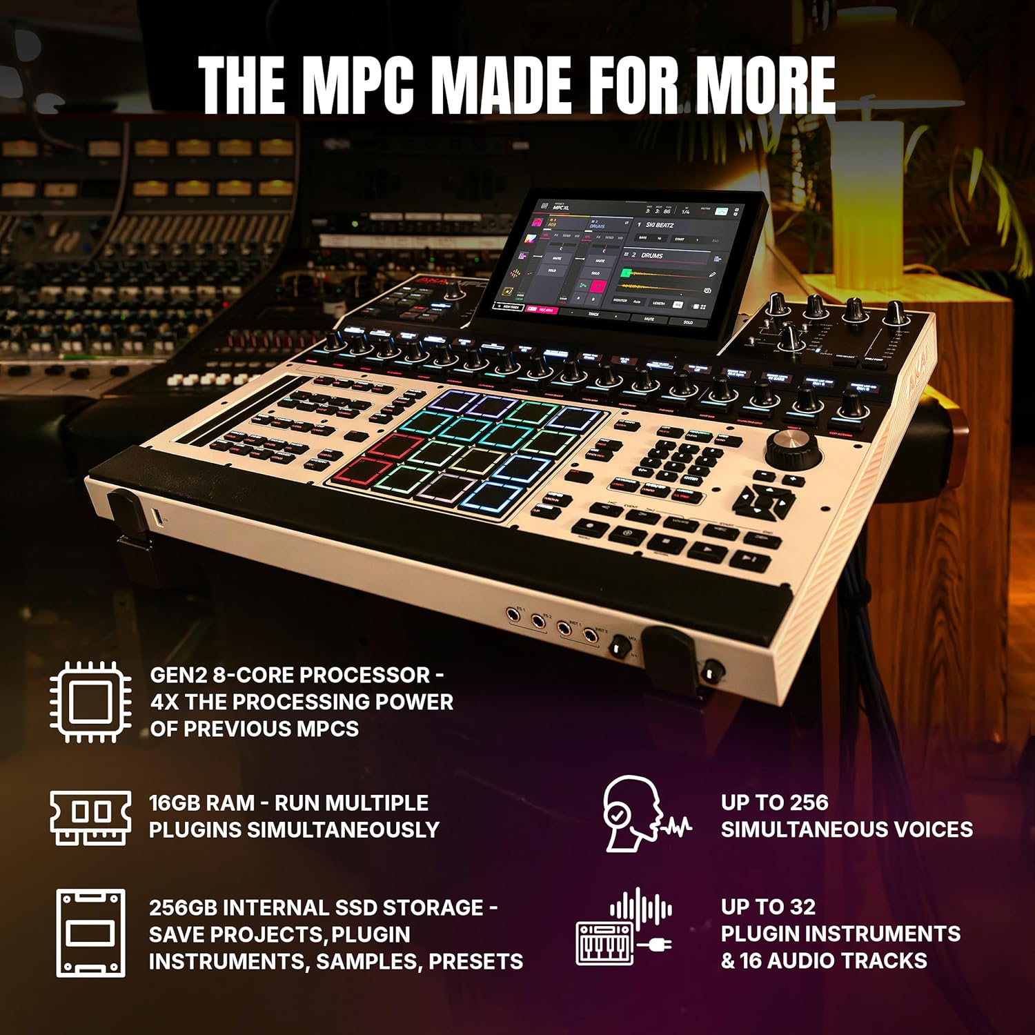 Akai Professional MPC XL Standalone Music Production Center for Sampling and Sequencing with 10.1-inch Touchscreen, 3D MPCe Pads, 8-Core CPU, 16GB RAM, 256GB SSD