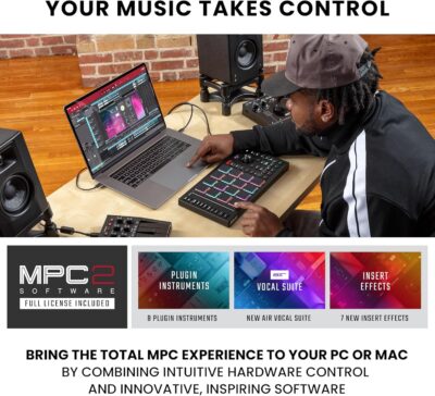 Akai Professional MPC Studio MIDI Controller Beat Maker with 16 Velocity Sensitive RGB Pads, MPC Software, Assignable Touch Strip and LCD Display