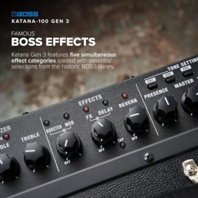 BOSS Katana-100 Gen 3 Guitar Amplifier | Powerful 100-Watt Combo Amp | Custom 12-Inch Speaker | Evolved Tube Logic Sounds | 12 Amp Characters | Onboard BOSS Effects | Advanced Connectivity & More