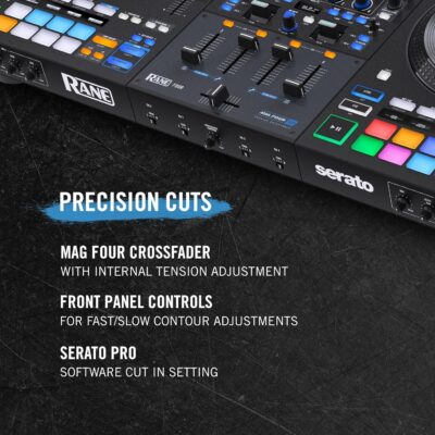 RANE FOUR Stems DJ Controller with 4 Decks, 8.5 Jog Wheels with Displays, Mixer with Internal FX, Serato DJ Pro and Pitch n Time Included