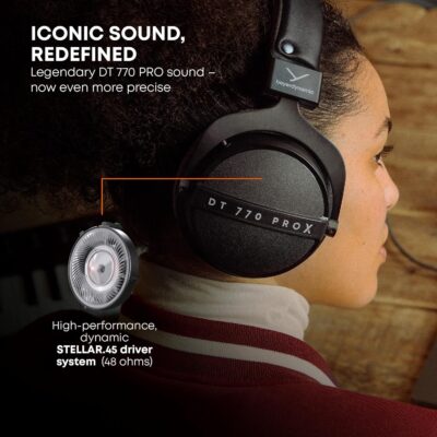 beyerdynamic DT 770 Pro X Wired Over-Ear Headphones, 48 Ohm, Closed-Back Professional Recording Studio Monitor. Recording, Monitoring, Sound Isolation, Handmade in Germany. Black