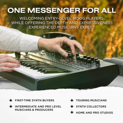 MOOG Messenger – Next-Gen Monophonic Analog Keyboard Synthesizer with 32 Keys, 64-Step Sequencer, 256 Presets and RES BASS Compensation