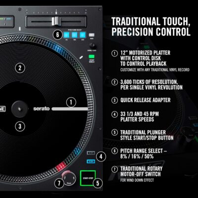 Twelve MKII | 12-Inch Motorized Vinyl & Numark Scratch | Two-Channel DJ Scratch Mixer for Serato DJ Pro (Included)