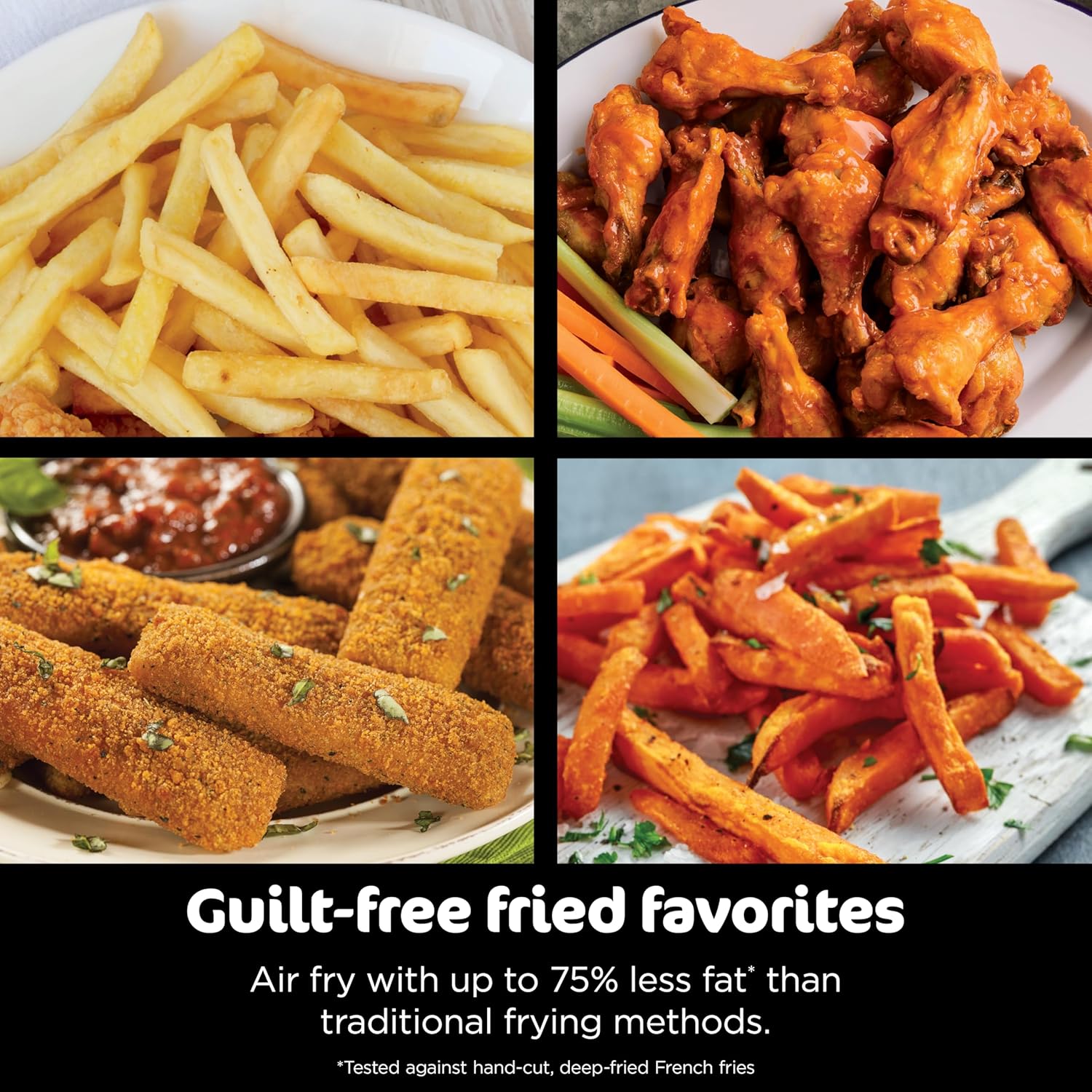 Ninja Foodi Air Fryer | 6-in-1 with 7-QT MegaZone & Basket Divider for Large Proteins & Full Meals | Cook 2 Foods at Once | 450° F | Air Fry, Roast, Broil, Dehydrate, Keep Warm & Bake | Black | DZ071