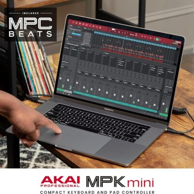 Akai Professional MPK Mini MK3 25 Key USB MIDI Keyboard Controller With 8 Backlit Drum Pads, 8 Knobs, Music Production Software and Native Instruments Sound Package (NKS Integration)