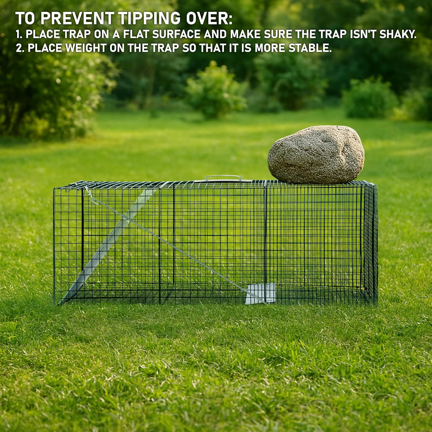 HOMESTEAD 42 Heavy Duty Live Animal Trap – Professional Quick Set Trigger, Galvanized Steel Cage, Camouflage Finish, Rust Proof Mesh, Fully Assembled | Humane Catch & Release Raccoon, Fox & Similar