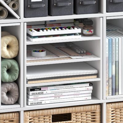 Furinno Cubicle Cube Insert, 3-Shelf Cube Organizer, 3-Tier Shelf Accessory, Fits into Furinno Triple Thick Cubes, IKEA Kallax, for Organizers and Storage, White