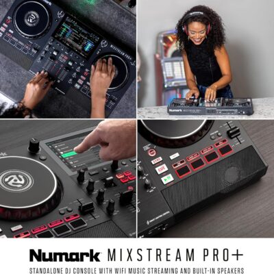 Numark Mixstream Pro+ DJ Controller with Stem Separation, 2 Decks, Wi-Fi Streaming, Mixer, 7 Touchscreen, Speakers, works with Serato and Virtual DJ