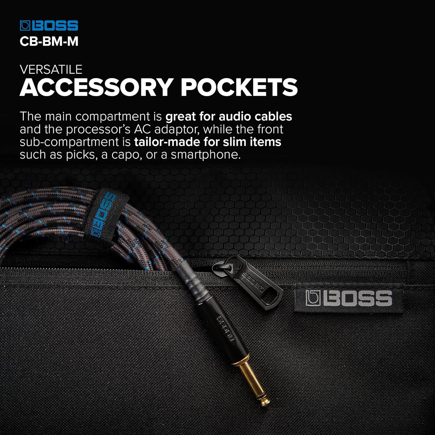 BOSS CB-BM-M | Multi-Effects Case | Compatible GT-1000, GX-100, ME-90, & ME-90B | Lightweight & Durable | Thick Internal Padding | Adjustable Shoulder Strap | Versatile Accessory Pockets