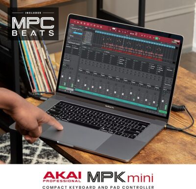 Akai Professional MPK Mini MK3 25 Key USB MIDI Keyboard Controller With 8 Backlit Drum Pads, 8 Knobs, Music Production Software and Native Instruments Sound Package (NKS Integration), Black