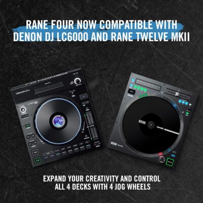 RANE FOUR Stems DJ Controller with 4 Decks, 8.5 Jog Wheels with Displays, Mixer with Internal FX, Serato DJ Pro and Pitch n Time Included