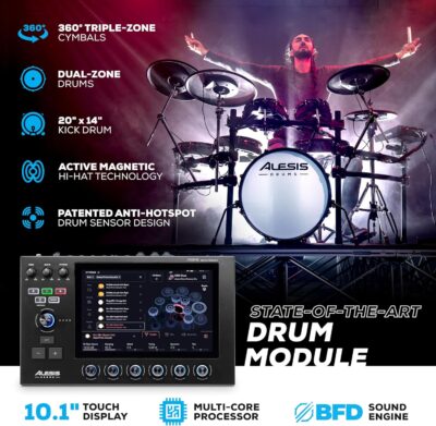 Alesis Strata Prime Electric Drum Set with Touch Screen, Triple-Zone ARC Cymbals, Active Magnetic Hi-Hat Controller, Dual-Zone Mesh Heads, 20 Kick, 215,000 Multi-Channel Samples