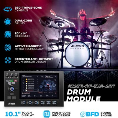Alesis Strata Prime Electric Drum Set with Touch Screen, Triple-Zone ARC Cymbals, Active Magnetic Hi-Hat Controller, Dual-Zone Mesh Heads, 20 Kick, 215,000 Multi-Channel Samples