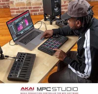 Akai Professional MPC Studio MIDI Controller Beat Maker with 16 Velocity Sensitive RGB Pads, MPC Software, Assignable Touch Strip and LCD Display
