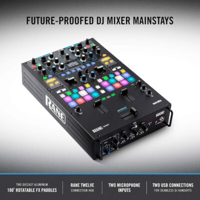 RANE DJ SEVENTY – Two Channel DJ Mixer for Serato DJ with Akai Professional MPC Performance Pads Internal DJ FX and Three Contactless MAG FOUR Faders