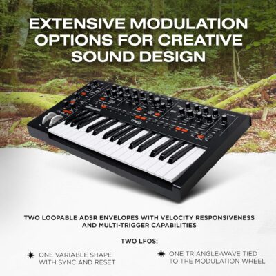 MOOG Messenger – Next-Gen Monophonic Analog Keyboard Synthesizer with 32 Keys, 64-Step Sequencer, 256 Presets and RES BASS Compensation
