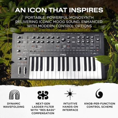 MOOG Messenger – Next-Gen Monophonic Analog Keyboard Synthesizer with 32 Keys, 64-Step Sequencer, 256 Presets and RES BASS Compensation