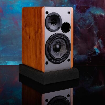 Sound Addicted – Studio Monitor Isolation Pads for 3-4.5 inches Small Speakers, Pair of 2 High Density Dampening Acoustic Stands Foam which Fits Most Bookshelfs and Desktops | SMPad 4