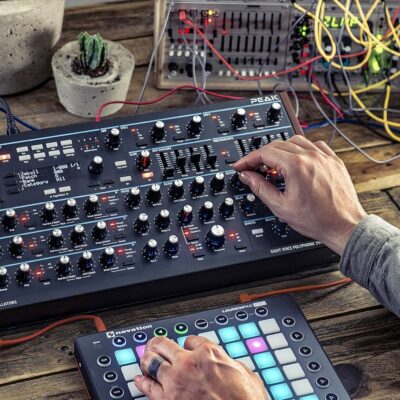 Novation Peak 8-Voice Desktop Polyphonic Synthesiser with 2 LFOs per voice, 16-slot modulation matrix, 3 analogue distortion points, and digital effects