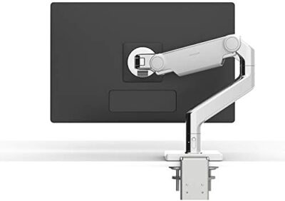 312n0Q W7L. AC Humanscale M8 Adjustable Articulating Computer Monitor Arm – Both Mounts Clamp and Bolt Through Mount with Base – Silver with Gray Trim