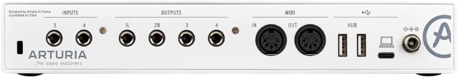 Arturia MiniFuse 4 Versatile Desktop USB-C Audio Interface, White w/ 2-Pack Pig Hog PHM10 8mm XLR Microphone Cable and Liquid Audio Polishing Cloth