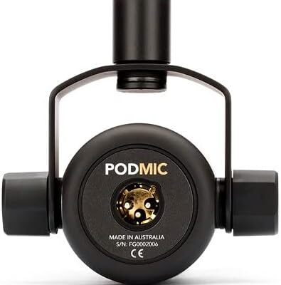 Rode PodMic Dynamic Podcasting Microphones (Pair) with 2X PSA1+ Professional Studio Boom Arms, NTH-100 Professional Closed Back Over Ear Headphones, XLR Cables and StreamEye Polishing Cloth