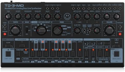 Behringer TD-3-MO Modded Out Analog Bass Line Synthesizer with VCO, VCF and VCA – Black