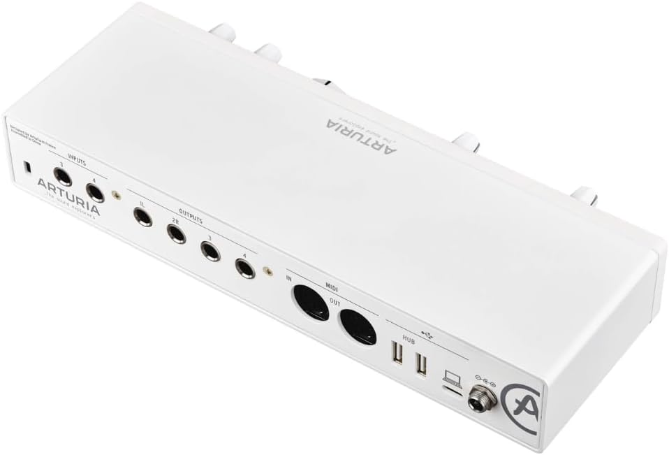 Arturia MiniFuse 4 Versatile Desktop USB-C Audio Interface, White w/ 2-Pack Pig Hog PHM10 8mm XLR Microphone Cable and Liquid Audio Polishing Cloth