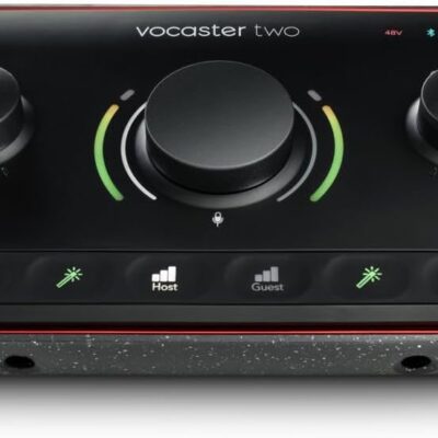 Focusrite Vocaster Two Podcast Interface for Solo Content Creators, Bundle with H&A Broadcast Arm with Internal Springs and Integrated 10 XLR Cable