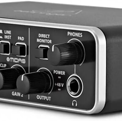 Behringer UMC202HD Audiophile 2×2, 24-Bit/192 kHz USB Audio Interface with Midas Mic Preamplifiers | For Recording Microphones and Instruments