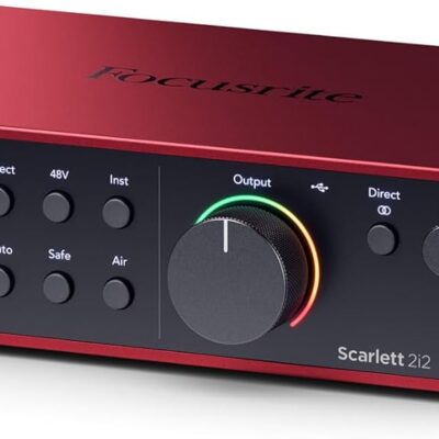 Focusrite Scarlett 2i2 Studio 4th Gen USB Audio Interface Bundle for the Songwriter with Condenser Microphone and Headphones for Recording, Streaming, and Podcasting