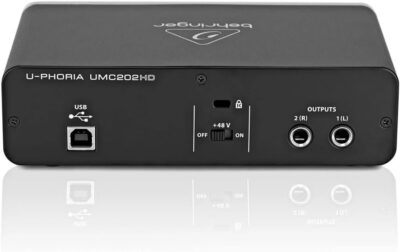 Behringer UMC202HD Audiophile 2×2, 24-Bit/192 kHz USB Audio Interface with Midas Mic Preamplifiers | For Recording Microphones and Instruments