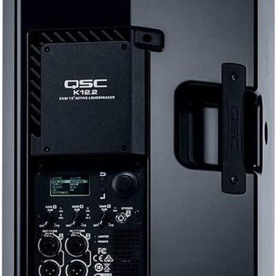 QSC K12.2 Active 12 Powered 2000 Watt Loudspeaker (Pair) Bundle with 2X Auray Steel Speaker Stand and 2X XLR-XLR Cable
