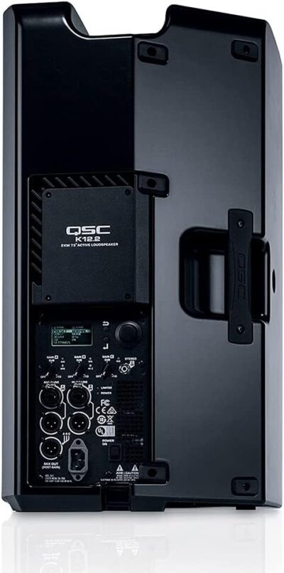 QSC K12.2 Active 12 Powered 2000 Watt Loudspeaker (Pair) Bundle with 2X Auray Steel Speaker Stand and 2X XLR-XLR Cable