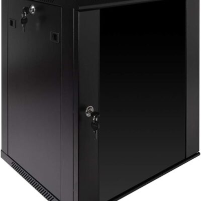 51AsUMN CpL. AC SL1000 NavePoint 12U Server Rack Enclosure with Glass Door, Cooling Fan, Locks, & Removable Side Panels – 12U Wall Mount Network Cabinet 19 Inch Rack 17.7 Deep (450mm)
