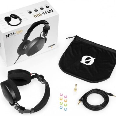 Rode PodMic Dynamic Podcasting Microphones (Pair) with 2X PSA1+ Professional Studio Boom Arms, NTH-100 Professional Closed Back Over Ear Headphones, XLR Cables and StreamEye Polishing Cloth