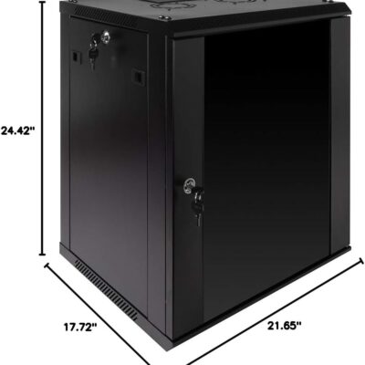 51TZ JApBL. AC SL1159 NavePoint 12U Server Rack Enclosure with Glass Door, Cooling Fan, Locks, & Removable Side Panels – 12U Wall Mount Network Cabinet 19 Inch Rack 17.7 Deep (450mm)