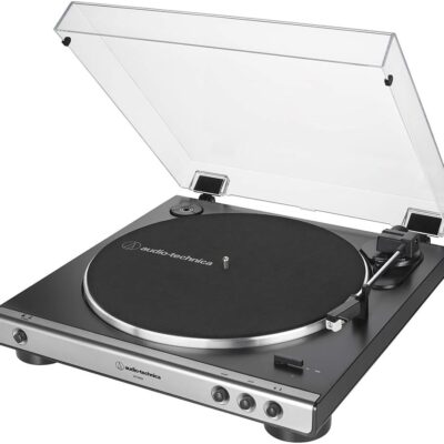Audio-Technica AT-LP60X-GM Fully Automatic Belt-Drive Stereo Turntable, Gunmetal/Black, Hi-Fidelity, Plays 33-1/3 and 45 RPM Vinyl Records, Dust Cover, Anti-Resonance, Die-Cast Aluminum Platter