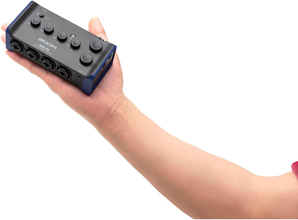 Zoom AMS-44 USB Audio Interface for Musicians & Podcasters, with 4 Inputs, 4 Outputs, Loopback, Direct Monitoring, Bus-Powered, for Recording and Streaming on PC, Mac, iOS, and Android