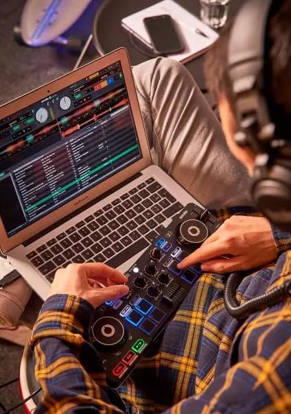 Hercules DJControl Starlight Ultra Portable Compact DJ Controller Bundle with Case, MIDI Cable, and Austin Bazaar Polishing Cloth