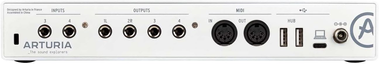 Arturia MiniFuse 4 White Bundle: 4×4 USB-C MIDI Audio Recording Interface with 110dB Dynamic Range, PRO-M50 Closed-Back Studio Headphones with 40mm Drivers, 2-Items