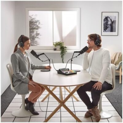 Rode PodMic USB Dynamic Broadcast Microphone Bundle with BOOMARM1 Desktop Boom Arm and 10-Foot XLR Cable — Cardioid USB-C Studio Mic with APHEX DSP for Podcasting, Streaming, Voice Over