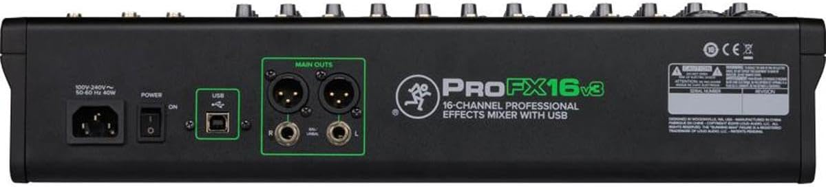 Mackie ProFX16v3 16-Channel Professional Analog Mixer with USB, Onyx Mic Preamps and GigFX Effects Engine